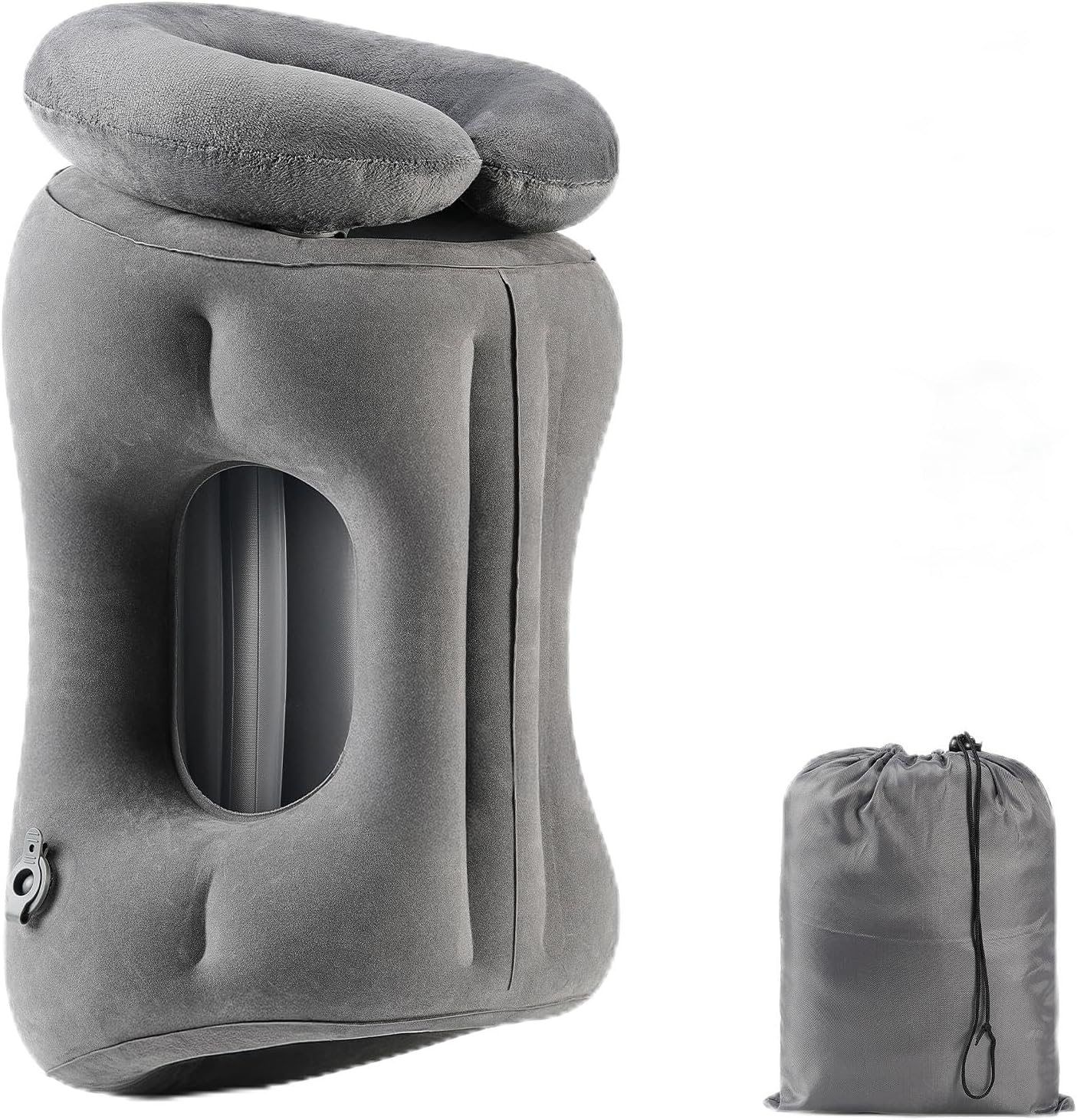 Ashenby 2-in-1 Magnetic Design Inflatable Travel Pillow, Medium, Gery