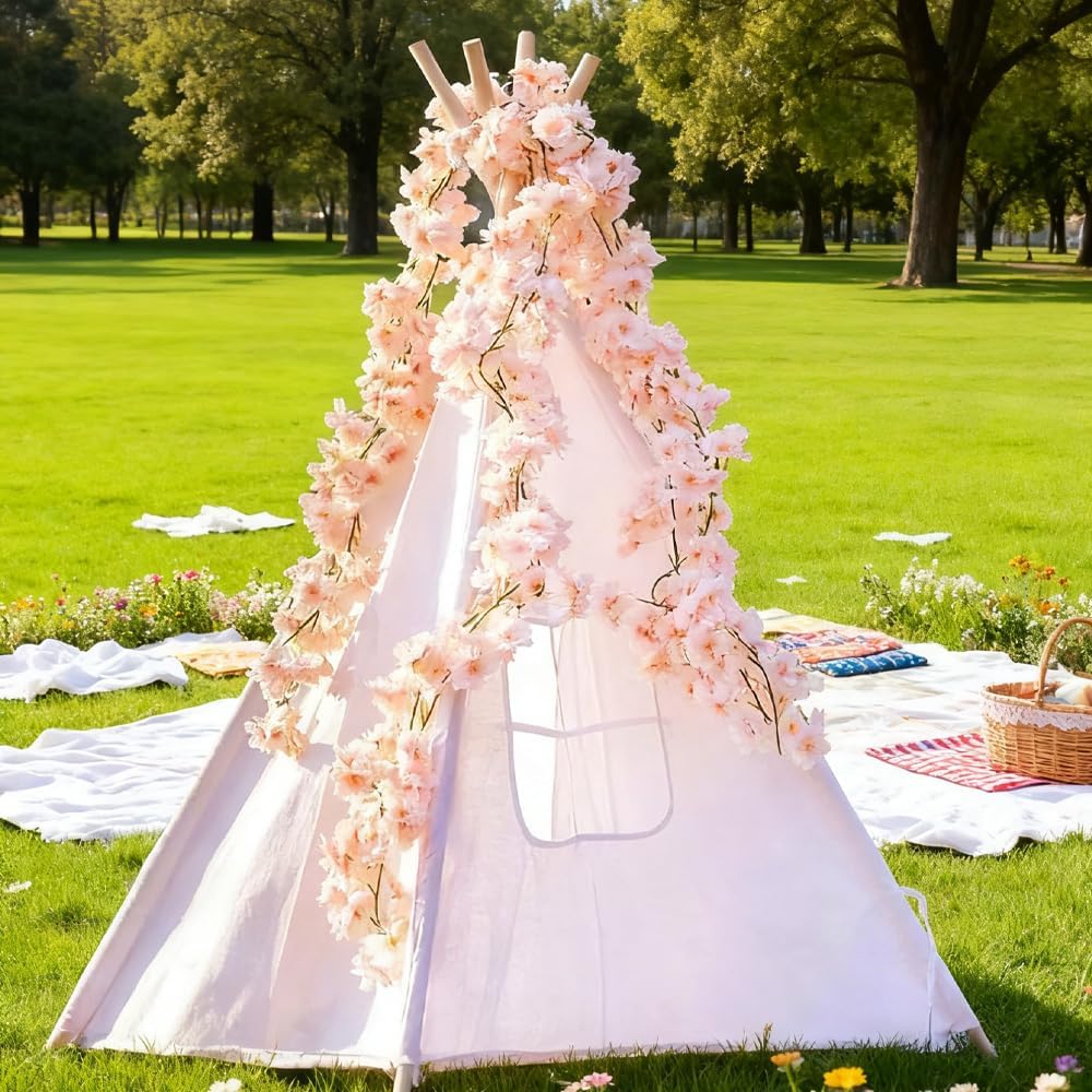 Aldernest 10PCS 59FT Artificial Silk Cherry Blossom Garland, 0.57 kg, Light Pink