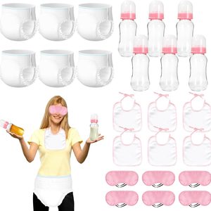 Barleyfield 6 Sets Bottle Chug Baby Shower Games, Pink, 24 Count