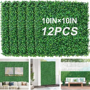 Ashenby 12Pcs 10" x 10" Grass Wall Panels, Anti-Fade Greenery Wall, 3.6 pounds