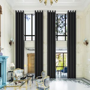 VelloHome Extra Long Blackout Curtains, Black, 52″x108″, 2 Panel