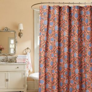 Aldernest Boho Burnt Orange Floral Shower Curtain - 72x72 Inches, 16 ounces