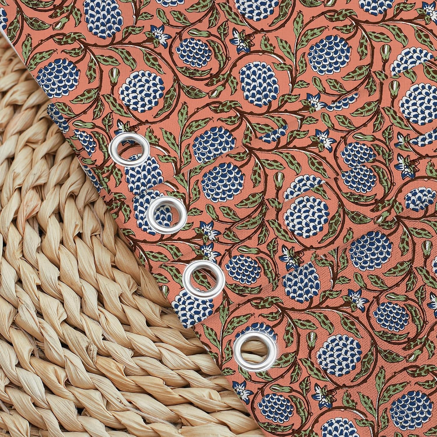 Aldernest Boho Burnt Orange Floral Shower Curtain - 72x72 Inches, 16 ounces