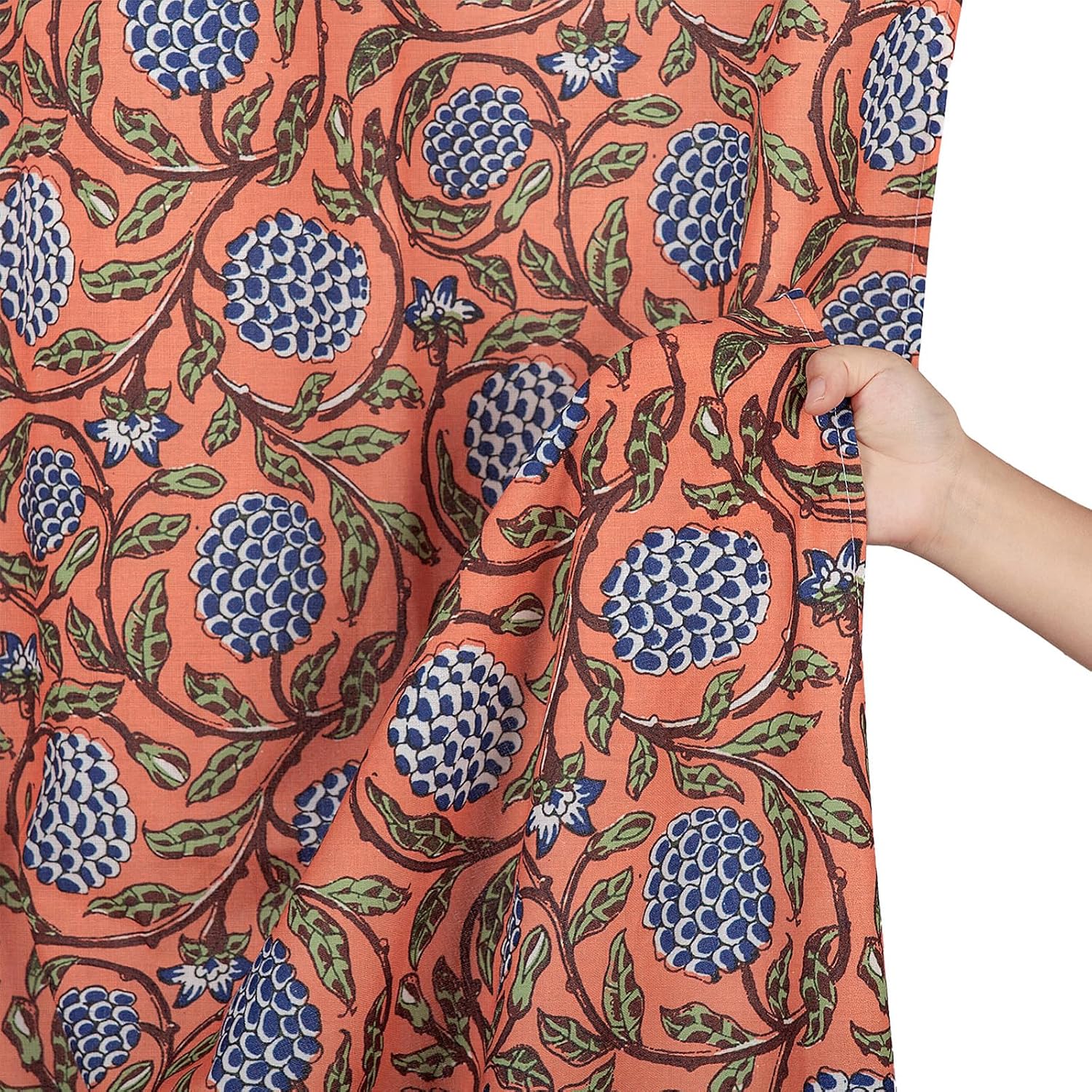 Aldernest Boho Burnt Orange Floral Shower Curtain - 72x72 Inches, 16 ounces