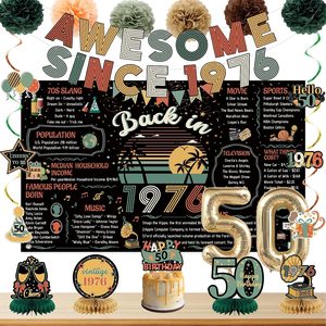 Aldernest 50th Birthday Decorations, Colorful Vintage Back in 1976 Poster
