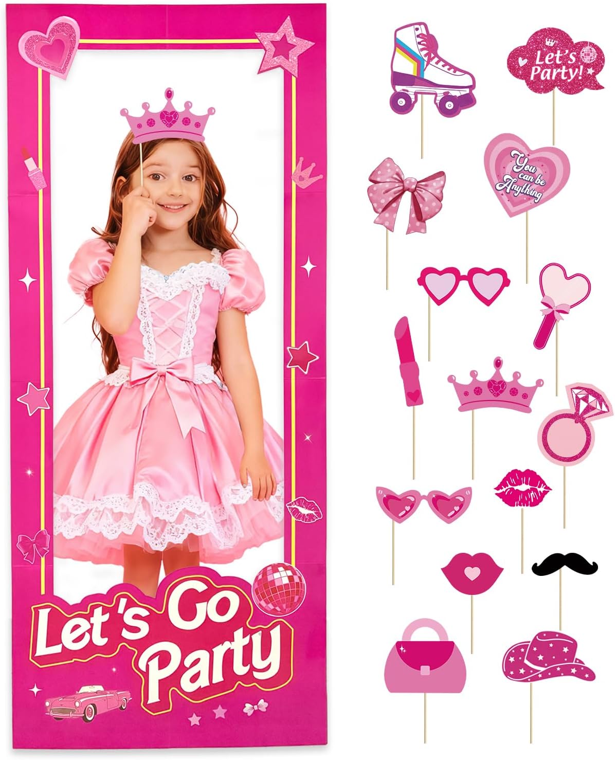 Cedarmoss 5.2ft Tall Life Size Stand-in Cardboard Cutouts Doll Photo Booth Props for Doll Princess Party Decorations Girls Birthday Party Decor