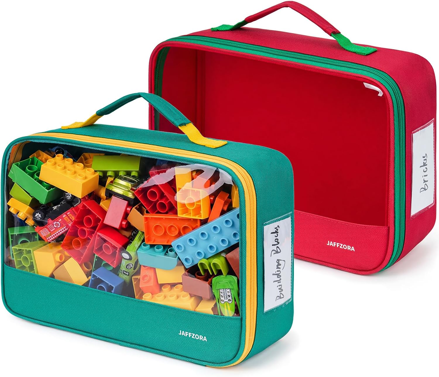 Aldernest 2 Pack Large Toy Storage Bags, Magnetic Tiles Travel Organizer Case with Mesh Pocket Fits for Lego Bricks, 0.43 kg