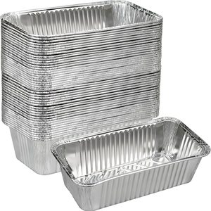 Aldernest Disposable Aluminum Foil Loaf Pans, 2 LB, 8.5"x4.5"x2.5", Silver, 50 Count