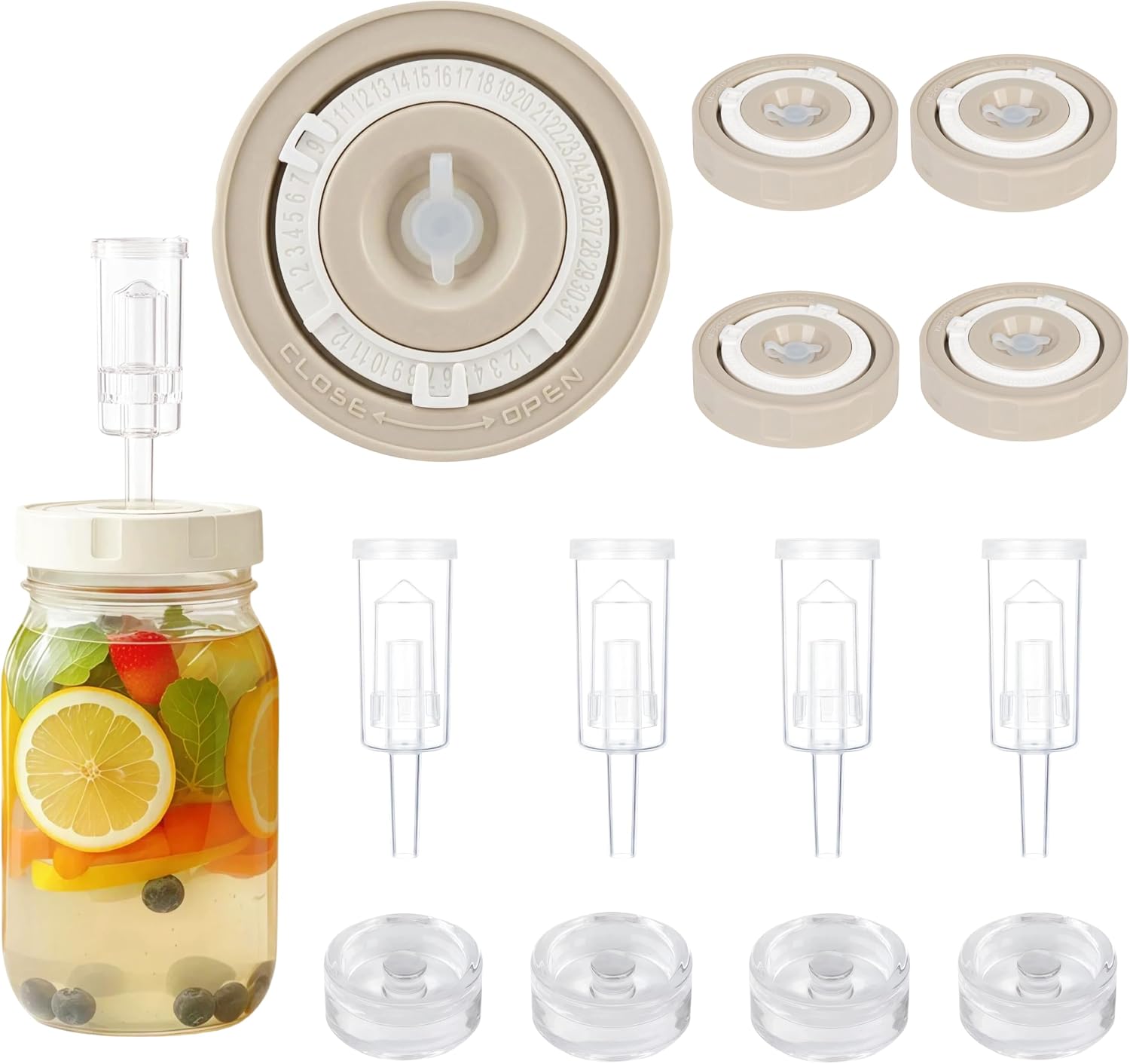 Ashenby 4 Pack Fermentation Kit for Wide Mason Jars, 2.61 pounds
