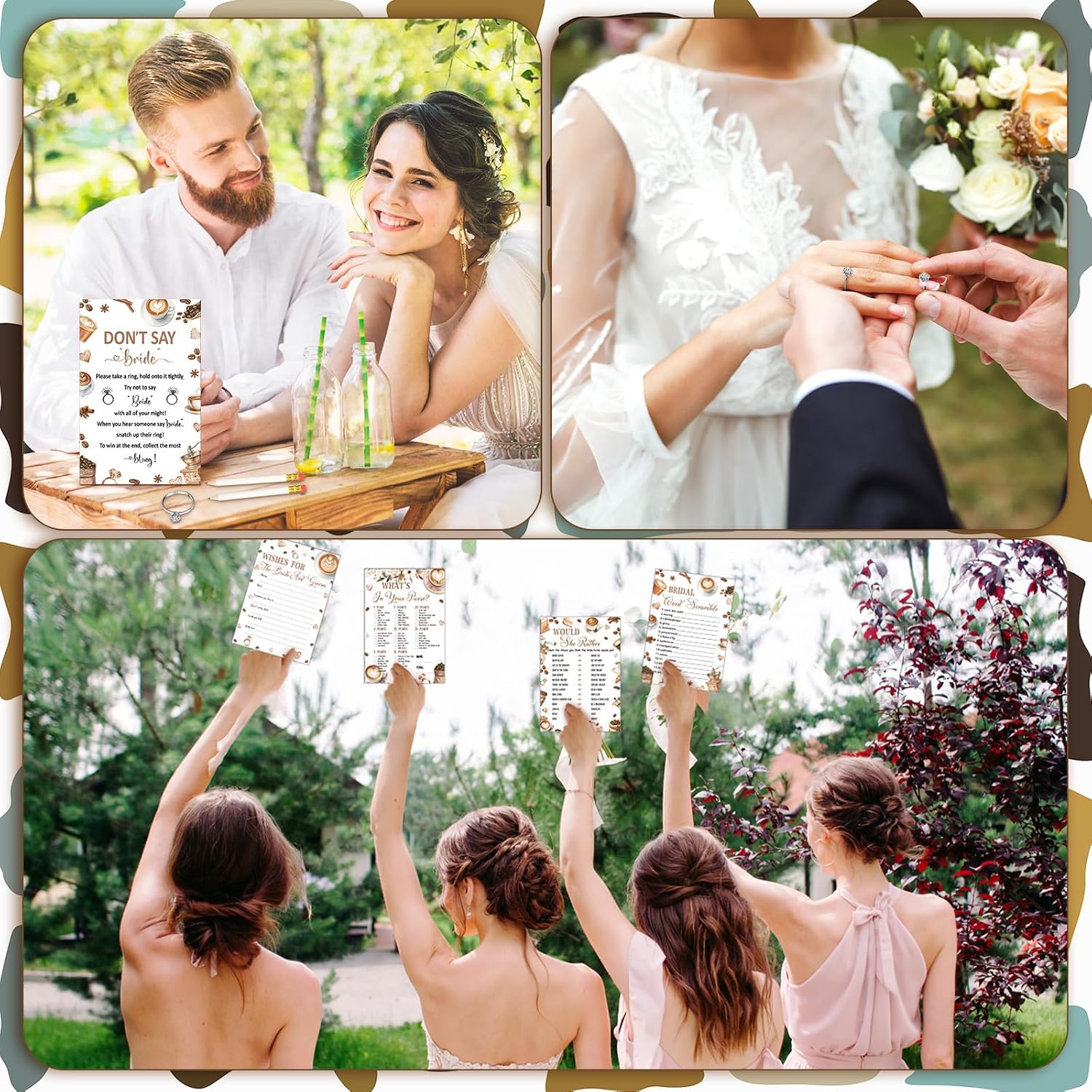 NestlyCo 331 Pcs Bridal Shower Games with Rings, Love is Brewing, 1.47 pounds, 7.87 x 5.51 inches, mainly brown and white