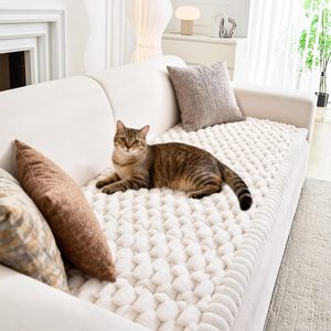 Ashenby Plush Couch Cover for Dogs Non Slip Pet Sofa Protector, Off-white
