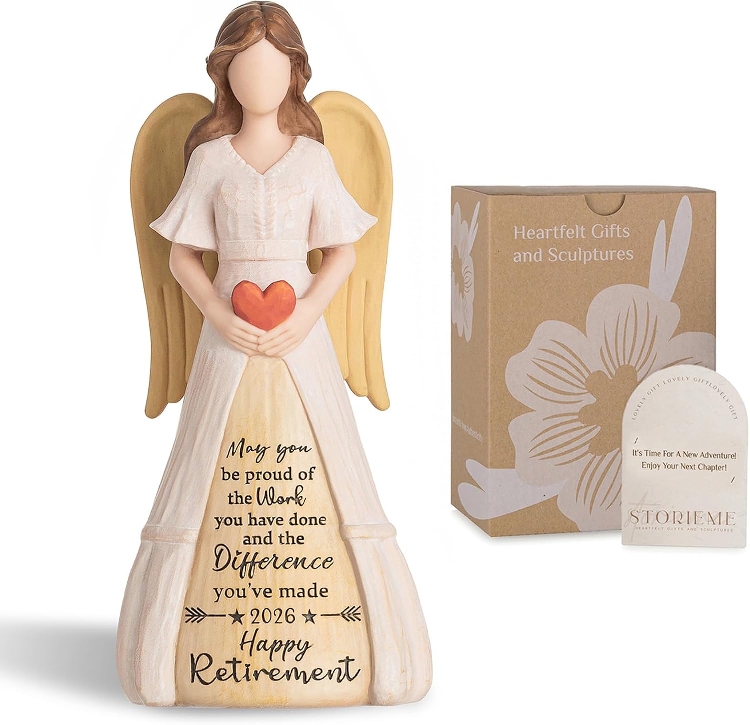Ashenby Newly Upgraded 2026 Retirement Angel Figurine Gift for Woman Nurse, 0.49 kg, White With Brown
