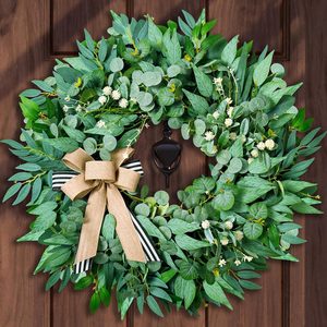 Birchmont 26'' Large Eucalyptus Wreath for Front Door Year Round, 1.02 kg