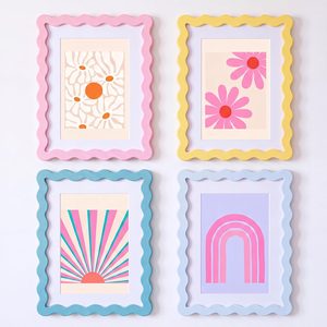 Aldernest Colorful Scalloped 8x10 Picture Frame Set of 4, Pastel