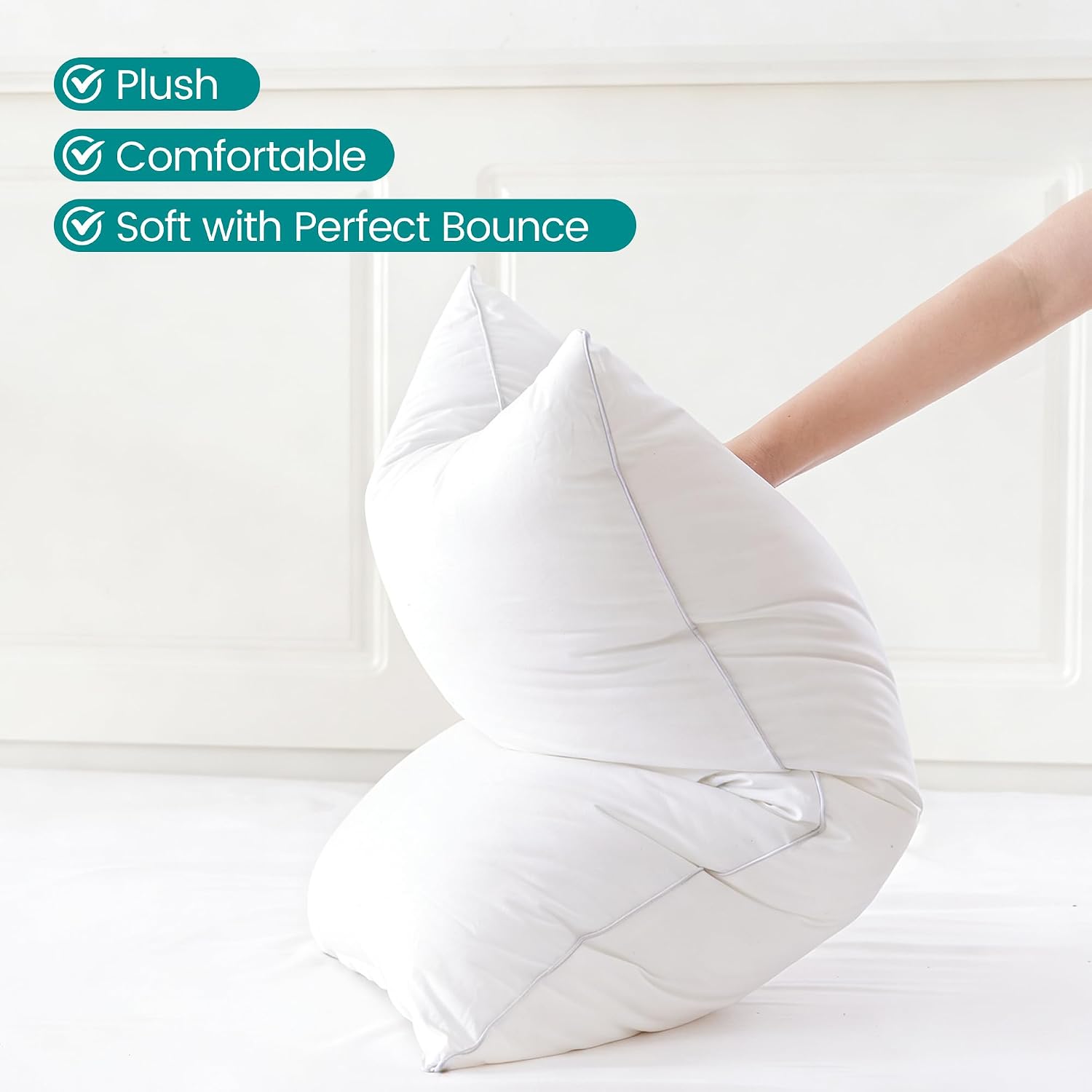 Ashenby 16"x26" Throw Pillow Insert – Plush and Supportive Decorative Cushion with 100% Cotton Cover, for Couch, Sofa, Bed, Chair – Pack of 1, White