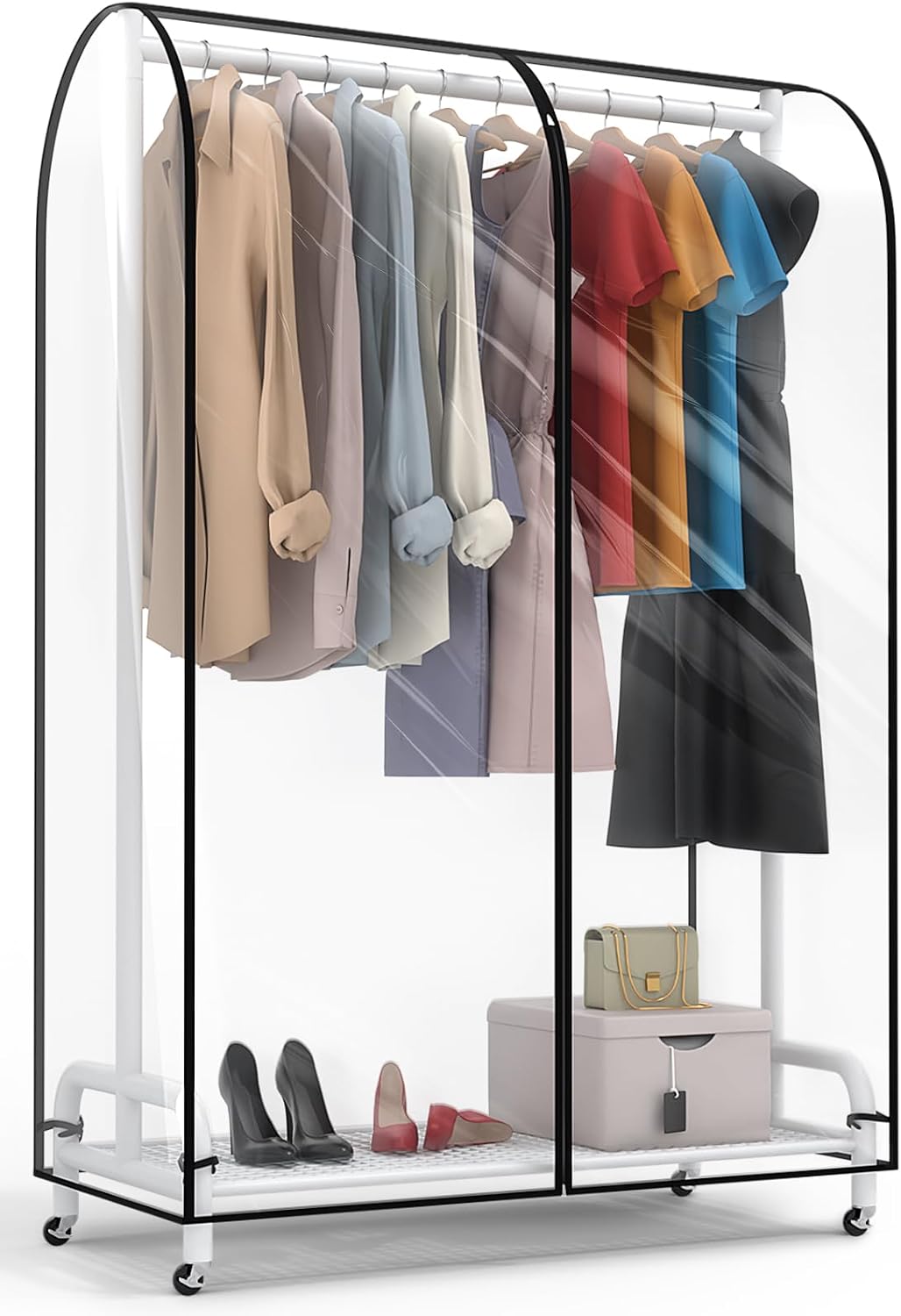 Aldernest Clear Garment Rack Cover 43" L x 20" W x 60" H, All Clear