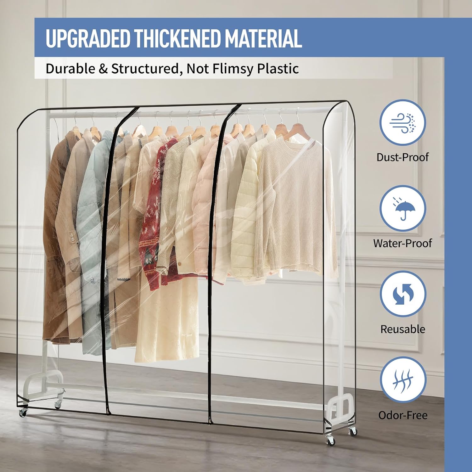 Aldernest Clear Garment Rack Cover 43" L x 20" W x 60" H, All Clear