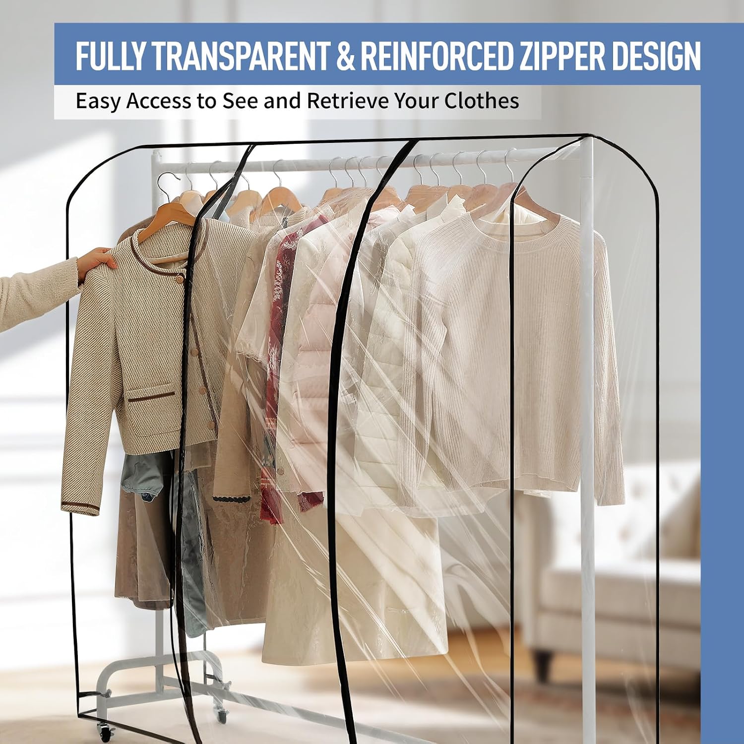 Aldernest Clear Garment Rack Cover 43" L x 20" W x 60" H, All Clear