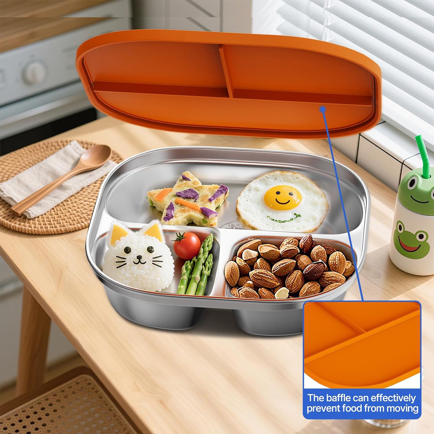 Aldernest Set of 5 Stainless Steel Snack Containers with Silicone Lids
