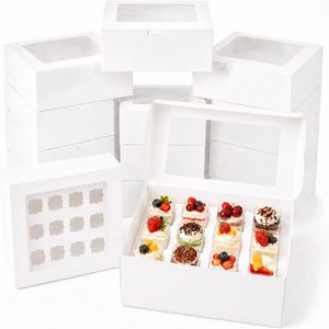 Aldernest Dessert Shooter Boxes, 10-Pack, Holds 12 Count 3 oz Dessert Shooters, 8.7" L x 1.4" W x 5.5" H, white
