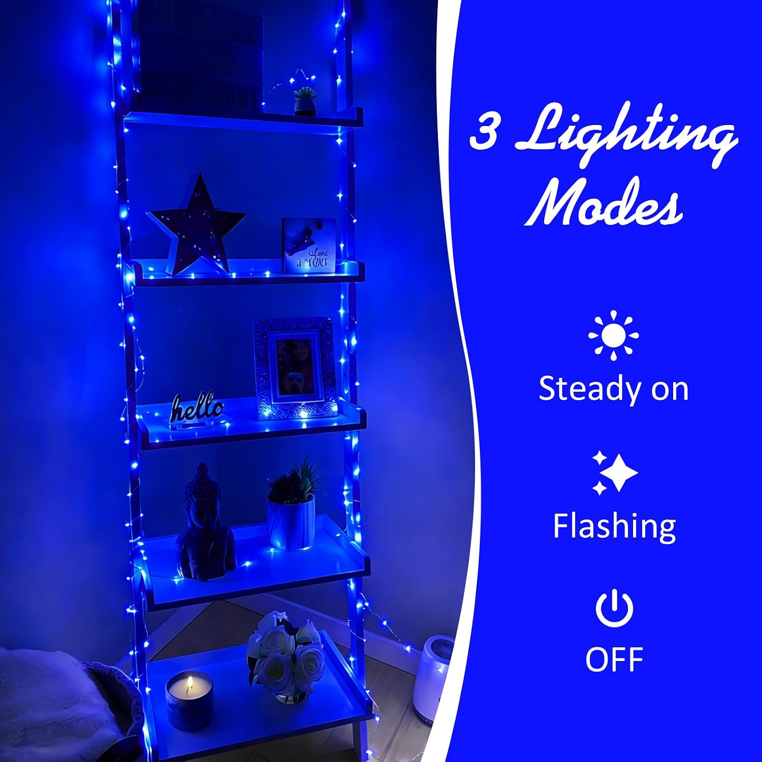 NestoraHome Blue Fairy Lights Battery Operated, 0.16 kg
