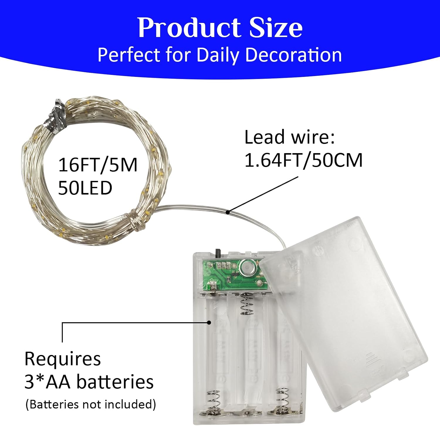 NestoraHome Blue Fairy Lights Battery Operated, 0.16 kg