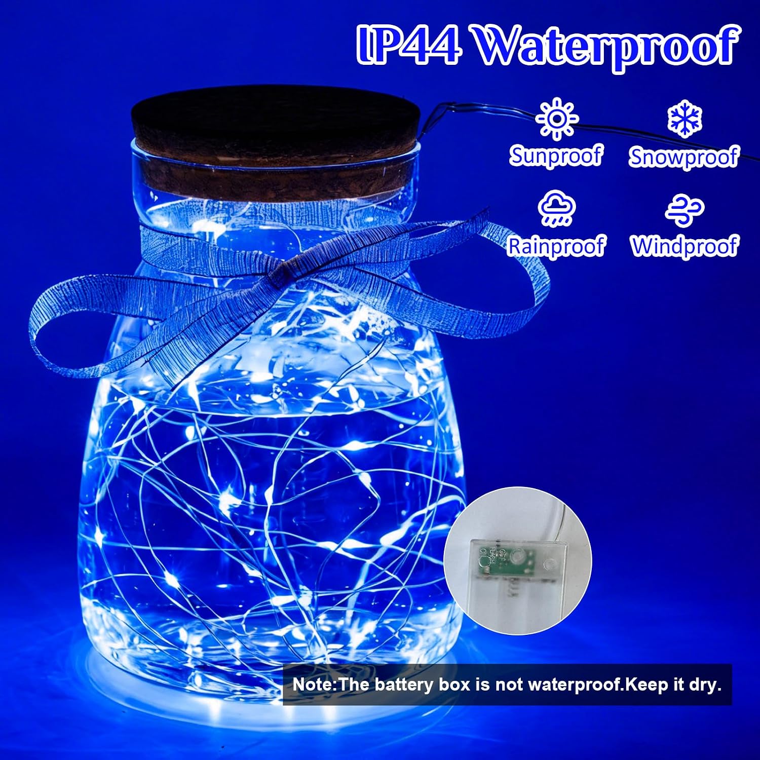 NestoraHome Blue Fairy Lights Battery Operated, 0.16 kg