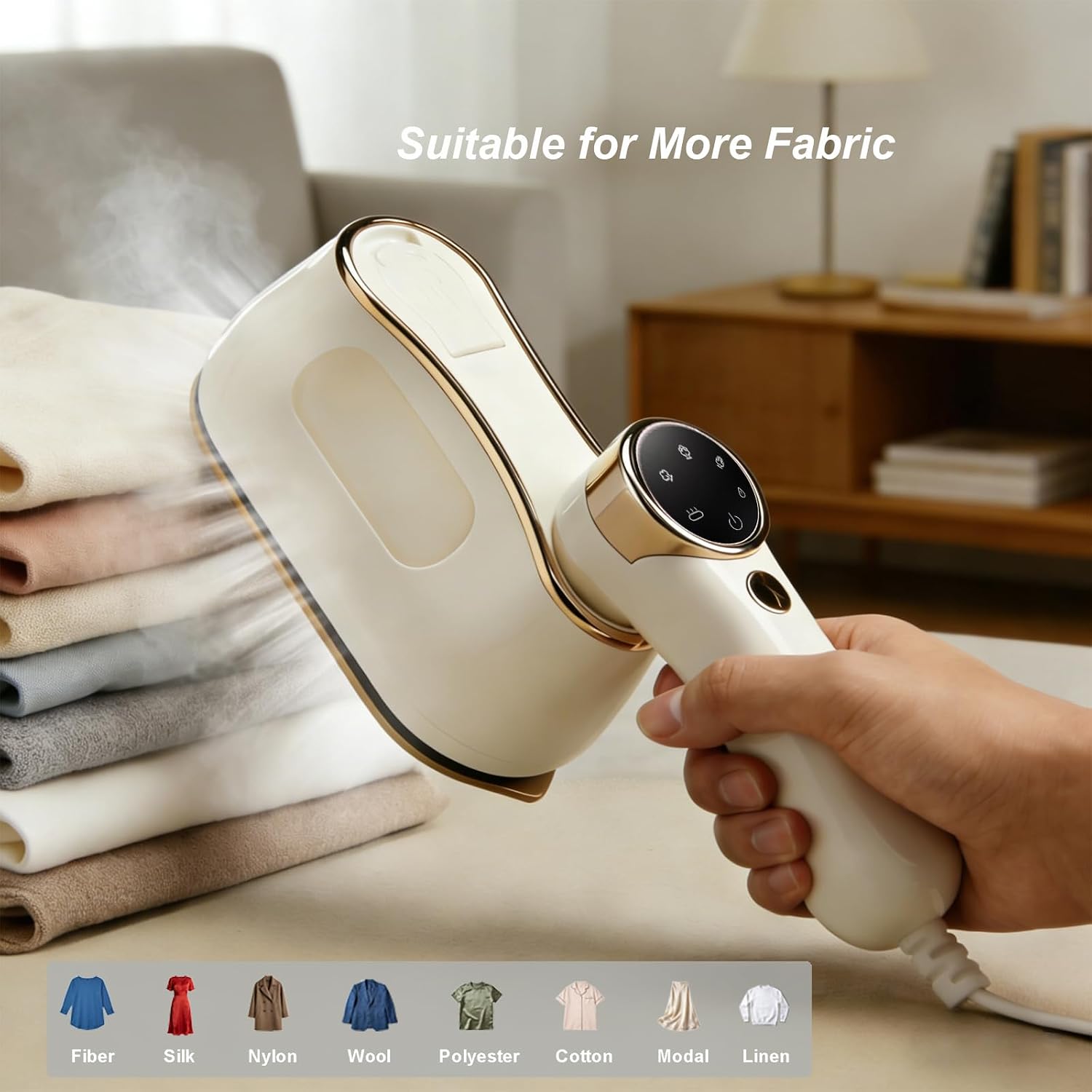 Aldernest Travel Steam Iron 1200W Handheld Steamer for Clothes Mini Garment Steamer Iron with 3 Steam Levels, Smart LCD Screen, 180° Rotating Handle