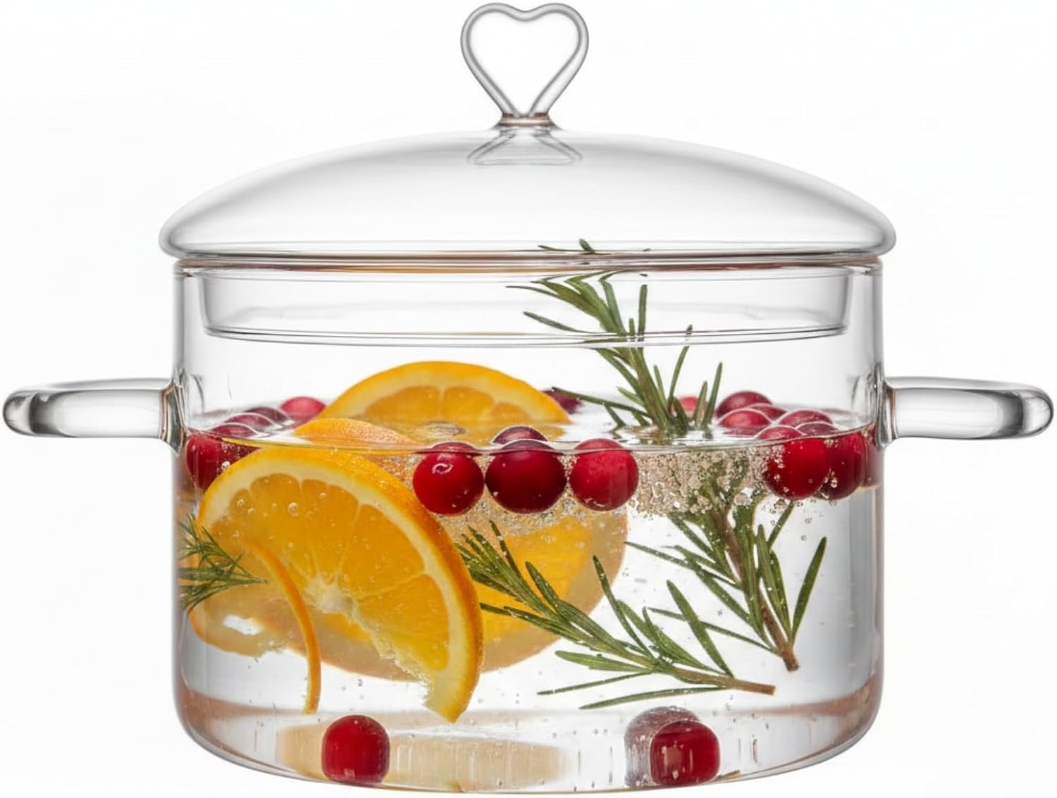 Aldernest Glass Cooking Pot with Lid, 4 L/4.2 quarts, 2.5 pounds, Clear