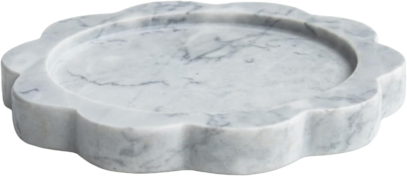 VelloHome Natural Marble Candle Holder Gray, 6.3", 1.7 pounds