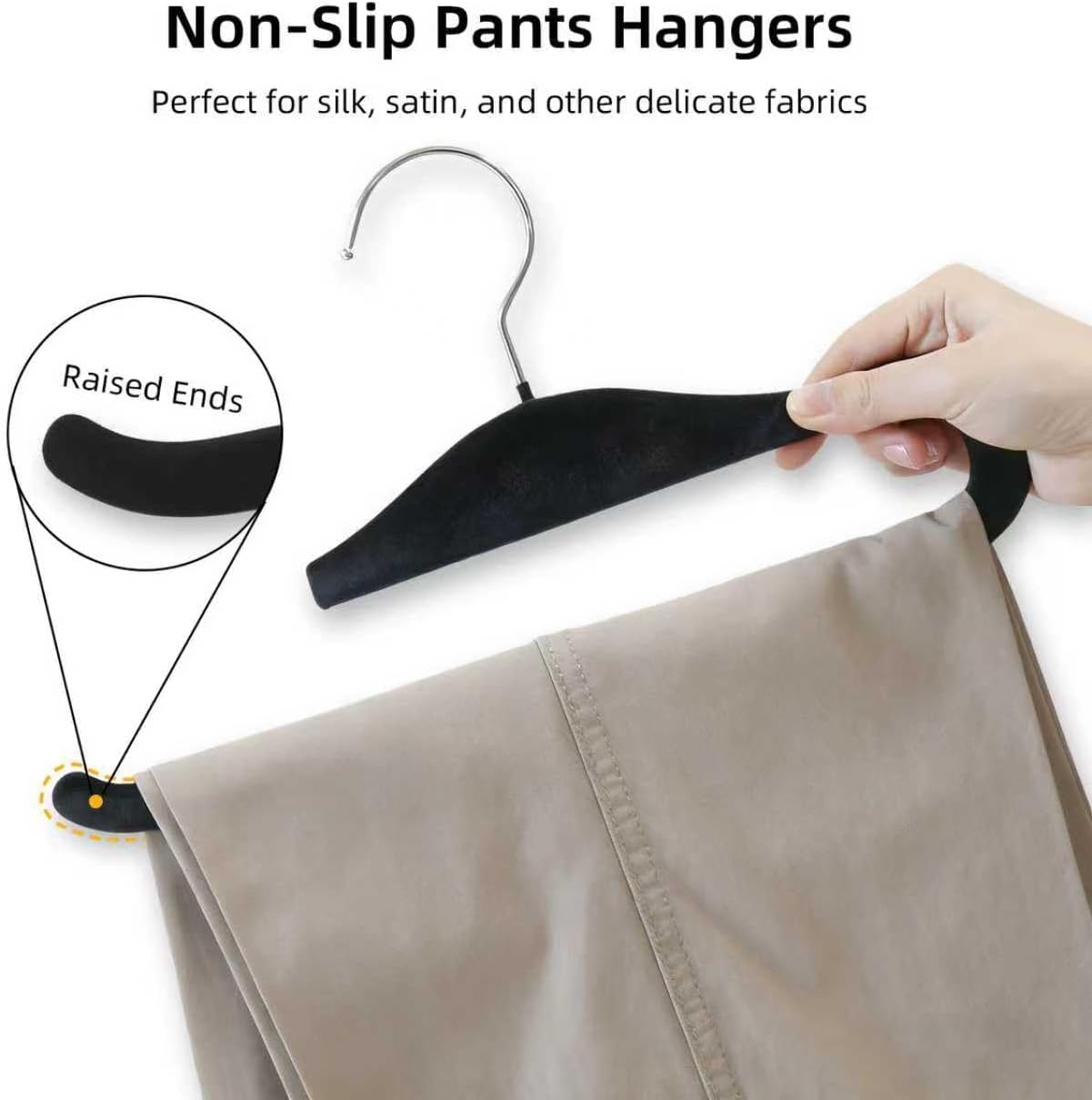 Ashenby Velvet Pants Hangers, Black, 20 Count