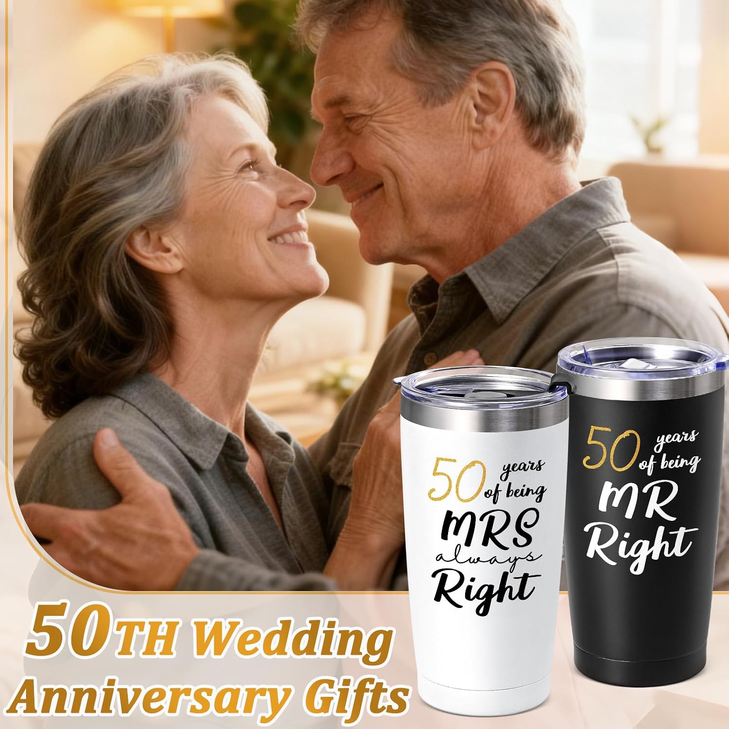 Aldernest 50th Wedding Gifts, Couple Gifts Ideas for Parents Friends Hunsband Wife, Large
