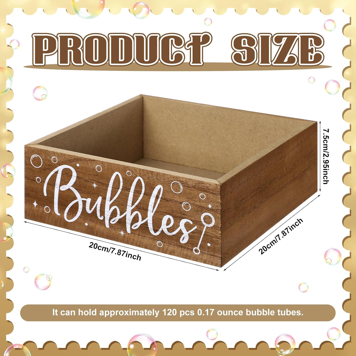 Aldernest Wedding Bubbles Holder, Brown, Classic, 9.8 x 9.8 x 3 inches