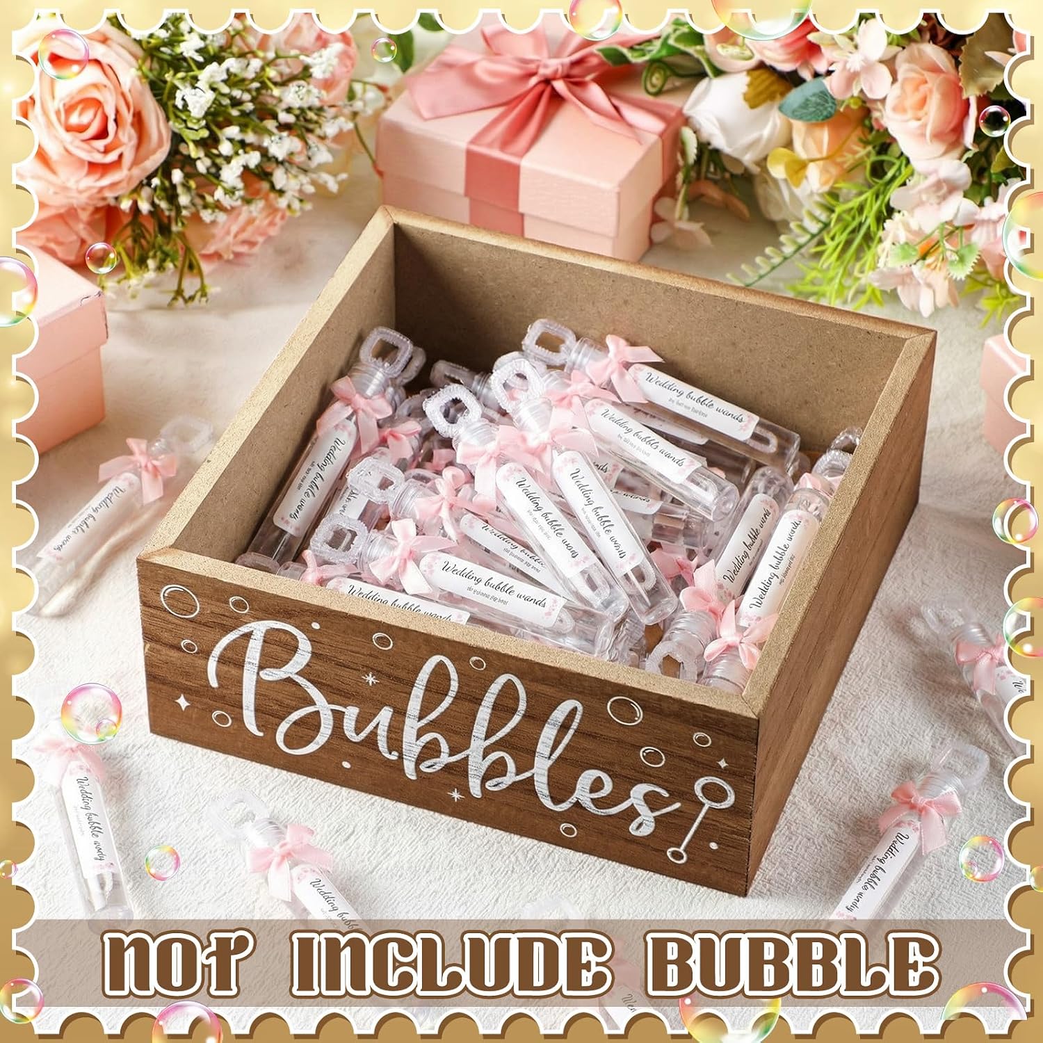 Aldernest Wedding Bubbles Holder, Brown, Classic, 9.8 x 9.8 x 3 inches