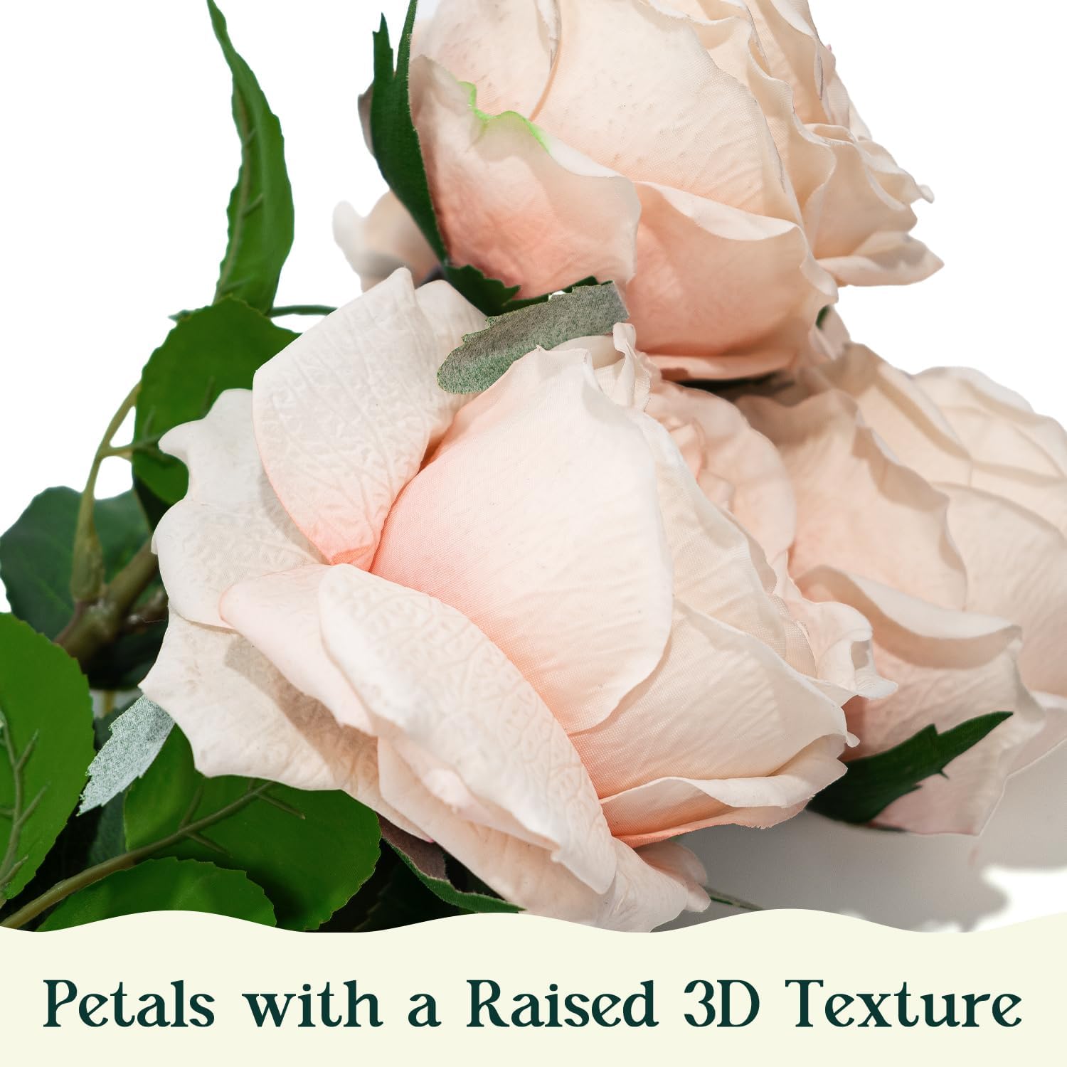 Birchmont 4 Pcs Real Touch Peonies Artificial Flowers, 0.24 kg, Champagne