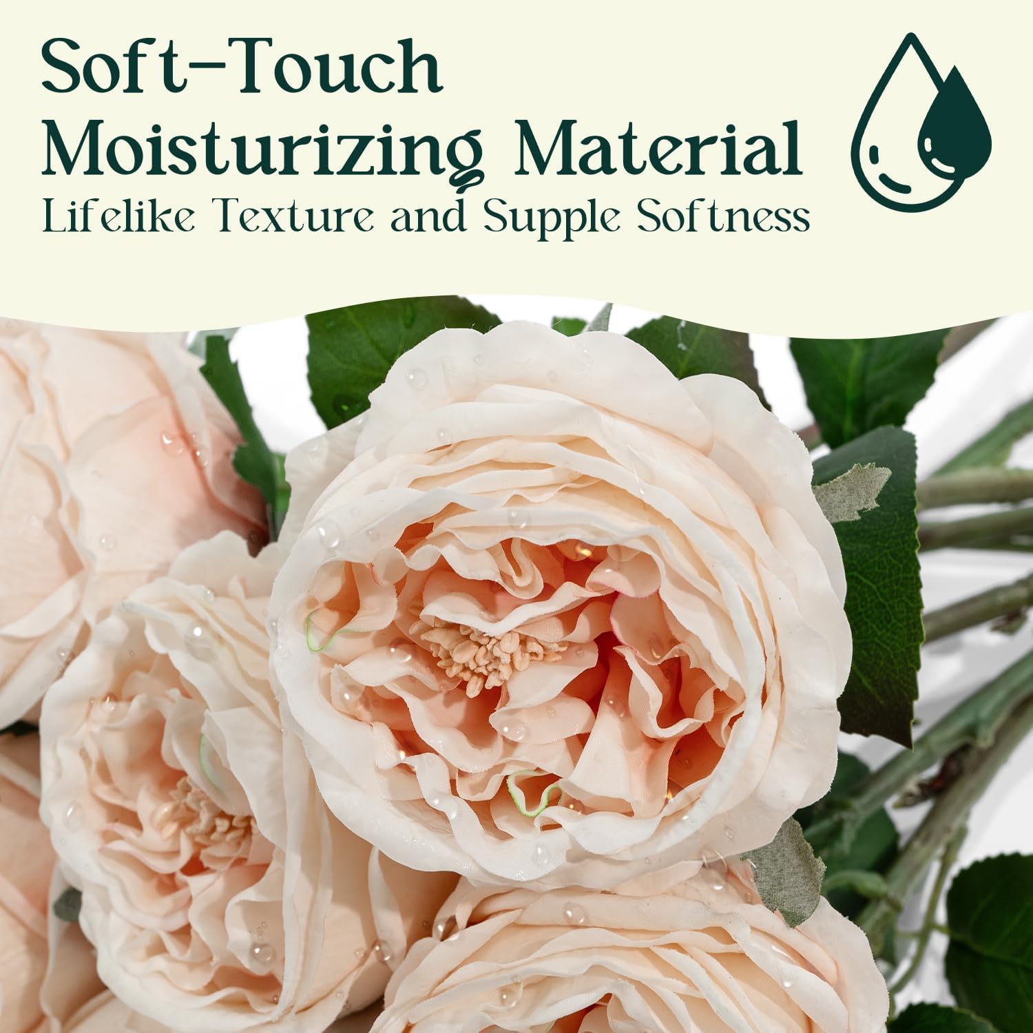 Birchmont 4 Pcs Real Touch Peonies Artificial Flowers, 0.24 kg, Champagne