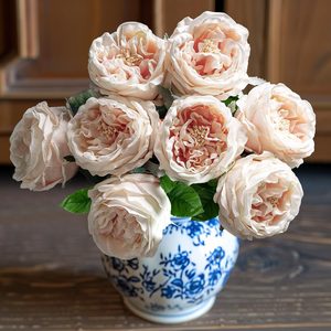 Birchmont 4 Pcs Real Touch Peonies Artificial Flowers, 0.24 kg, Champagne