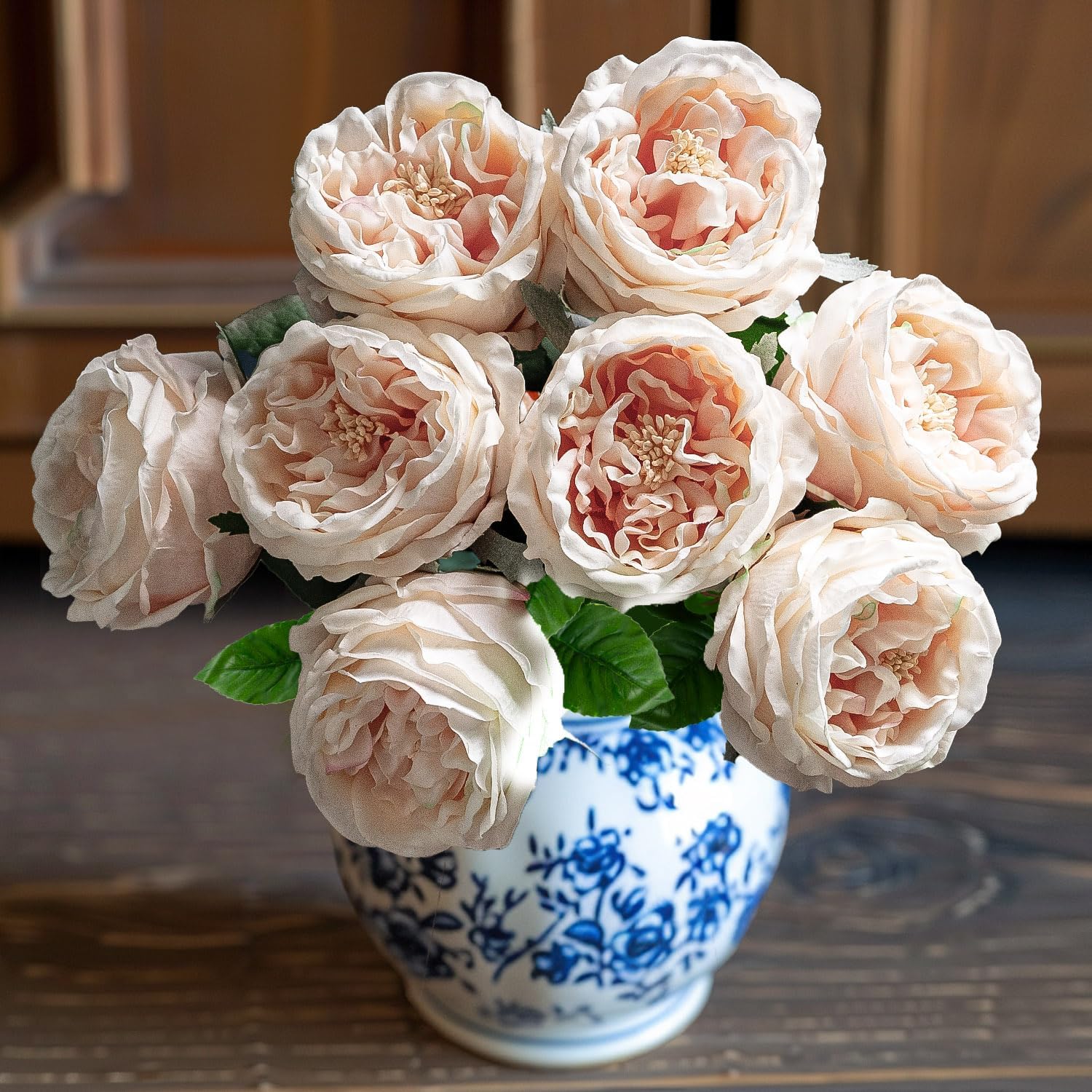 Birchmont 4 Pcs Real Touch Peonies Artificial Flowers, 0.24 kg, Champagne