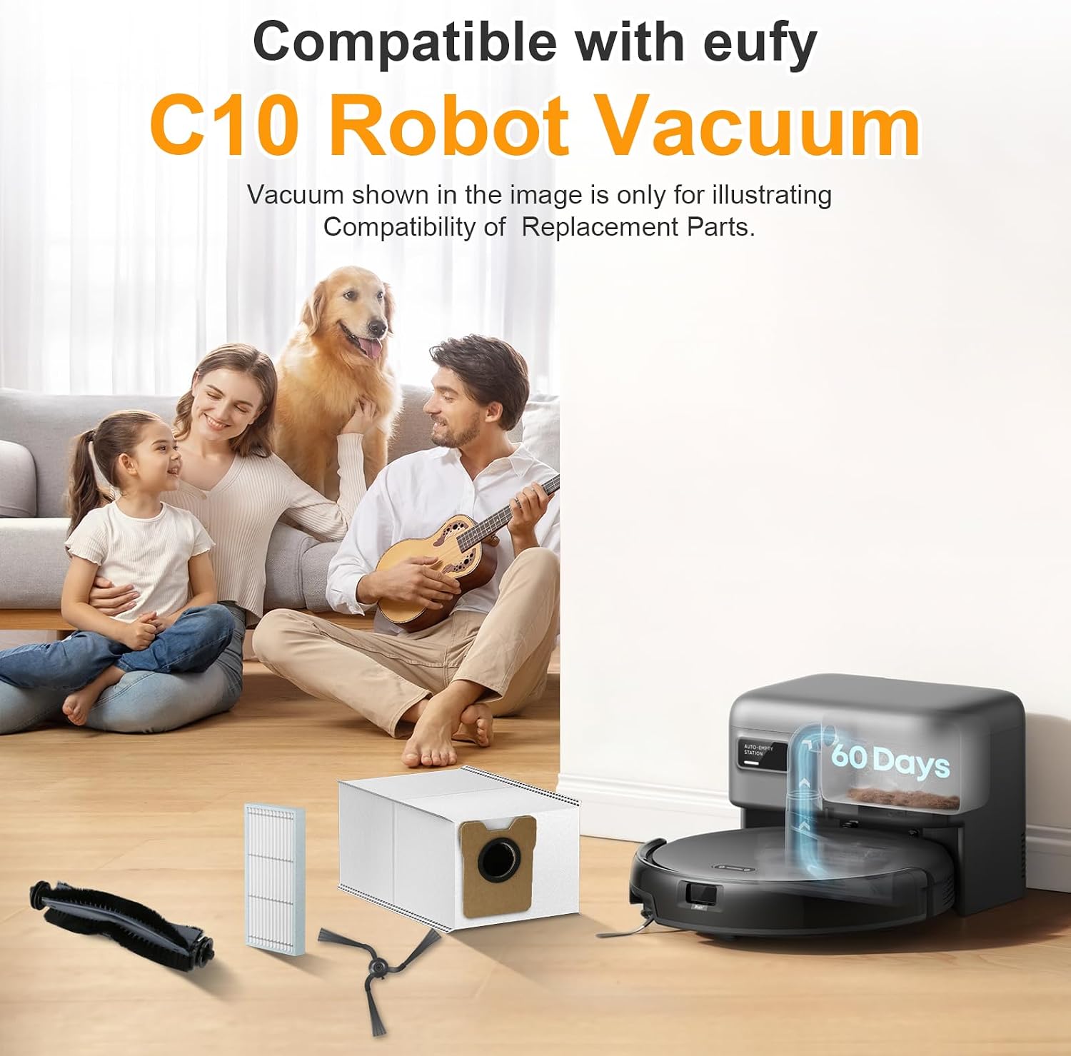 CozyWick 28 Pack Replacement Parts Accessories Compatible with Eufy C10 Robot Vacuum, 4.8 ounces