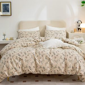 Aldernest Duvet Cover Queen Floral, Brushed Microfiber 3 Pieces Bedding Set, Floral-vintage
