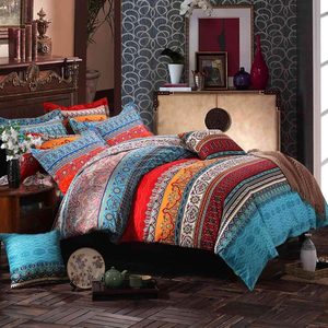 Aldernest Boho Queen Duvet Cover Brushed Microfiber 3 Pieces Bedding Set Bohemian Colorful Retro with Zipper Closure, Durable Easy Care