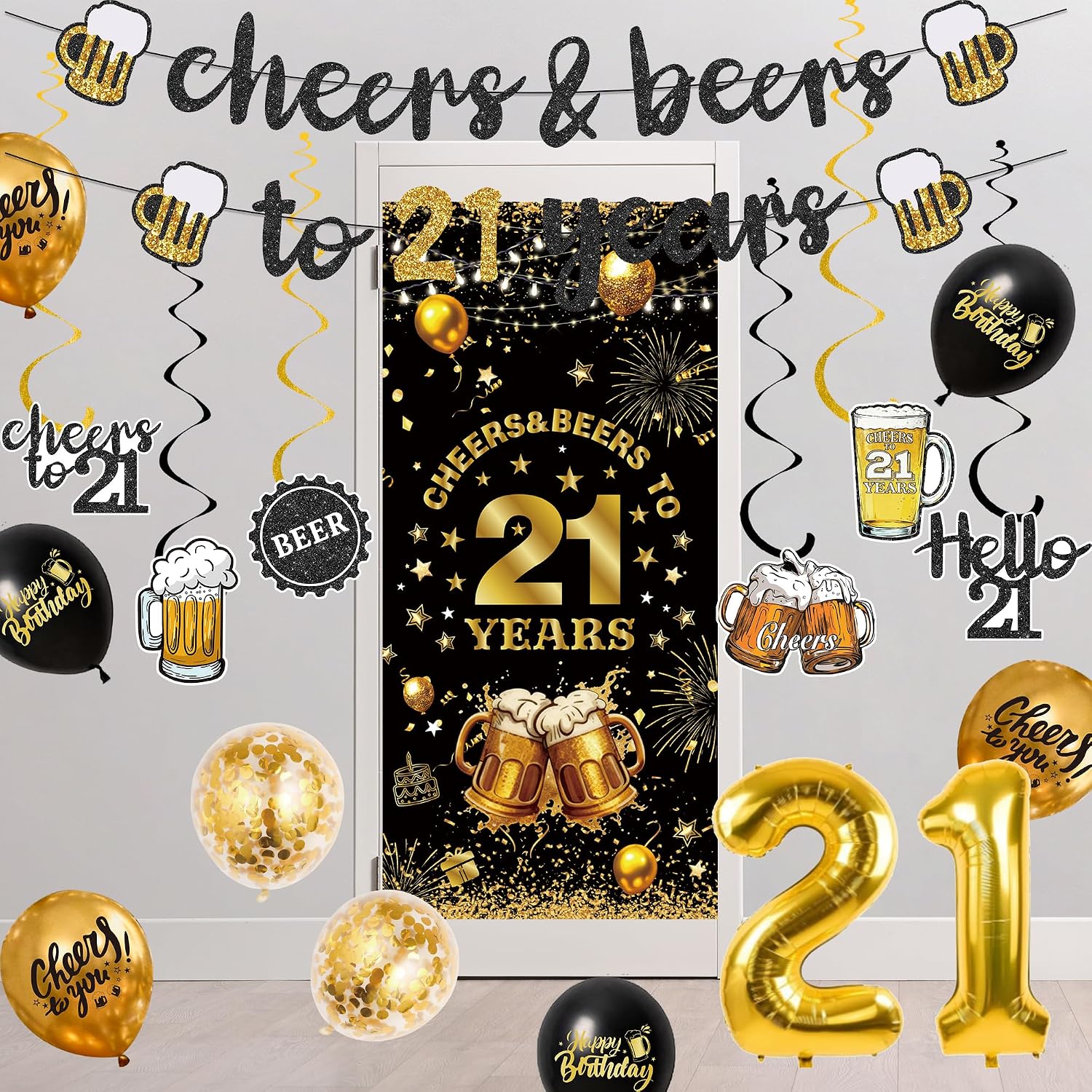 Aldernest Black Gold 21st Birthday Decorations for Him