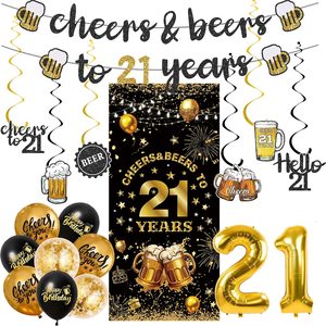 Aldernest Black Gold 21st Birthday Decorations for Him