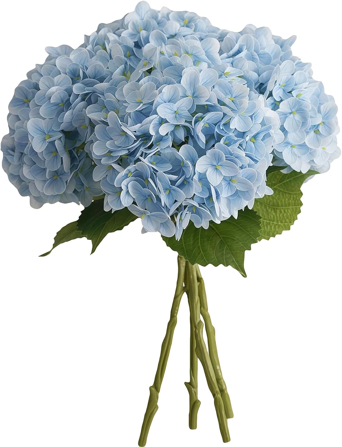 VelloHome 4 Pcs 20In Blue Hydrangea Artificial Flowers with Stems, 8.64 ounces