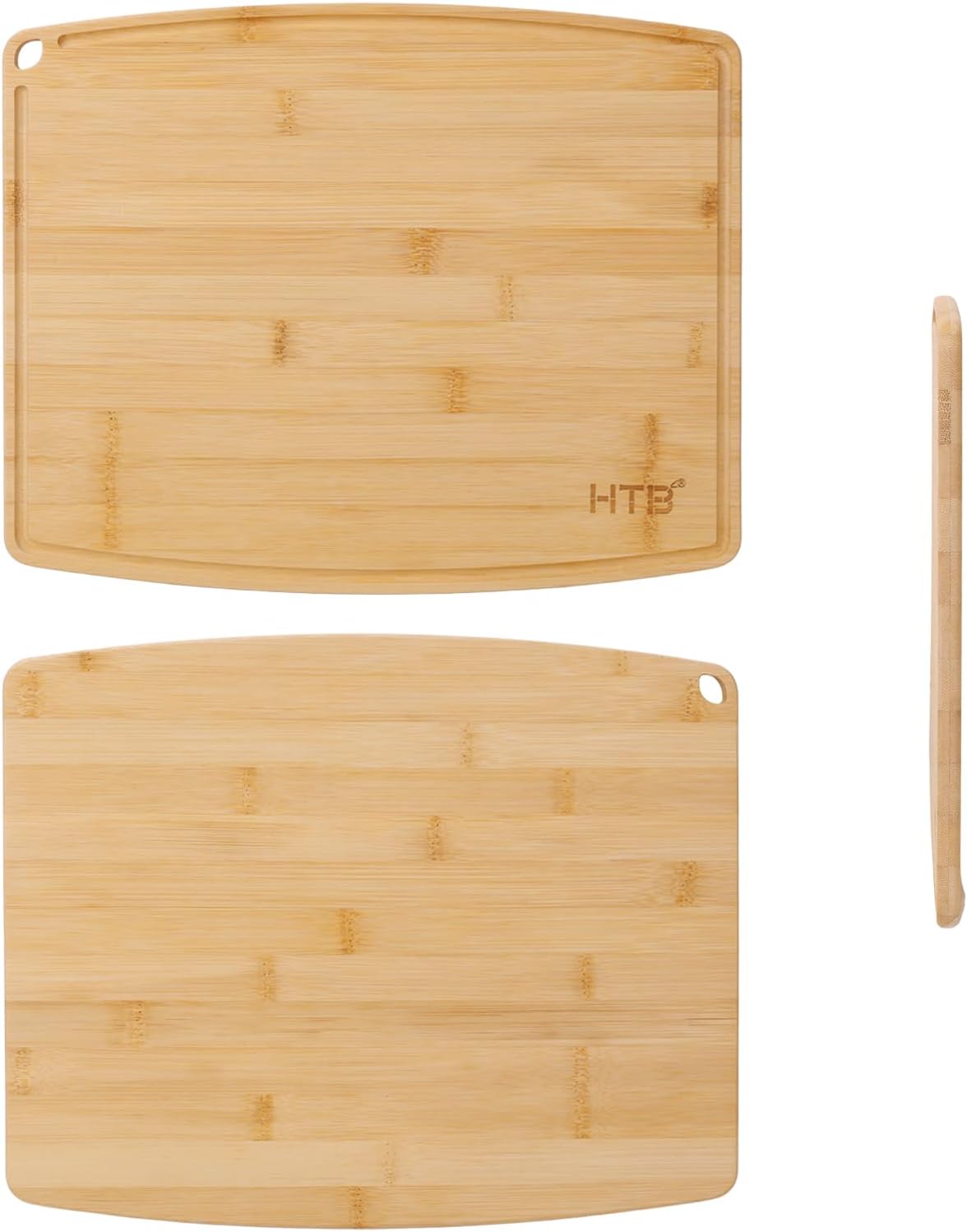 Ashenby Bamboo Cutting Board for Kitchen Wooden Chopping Board, S+M 1+1PCS, 1.8 pounds, 13.8"L x 11"W