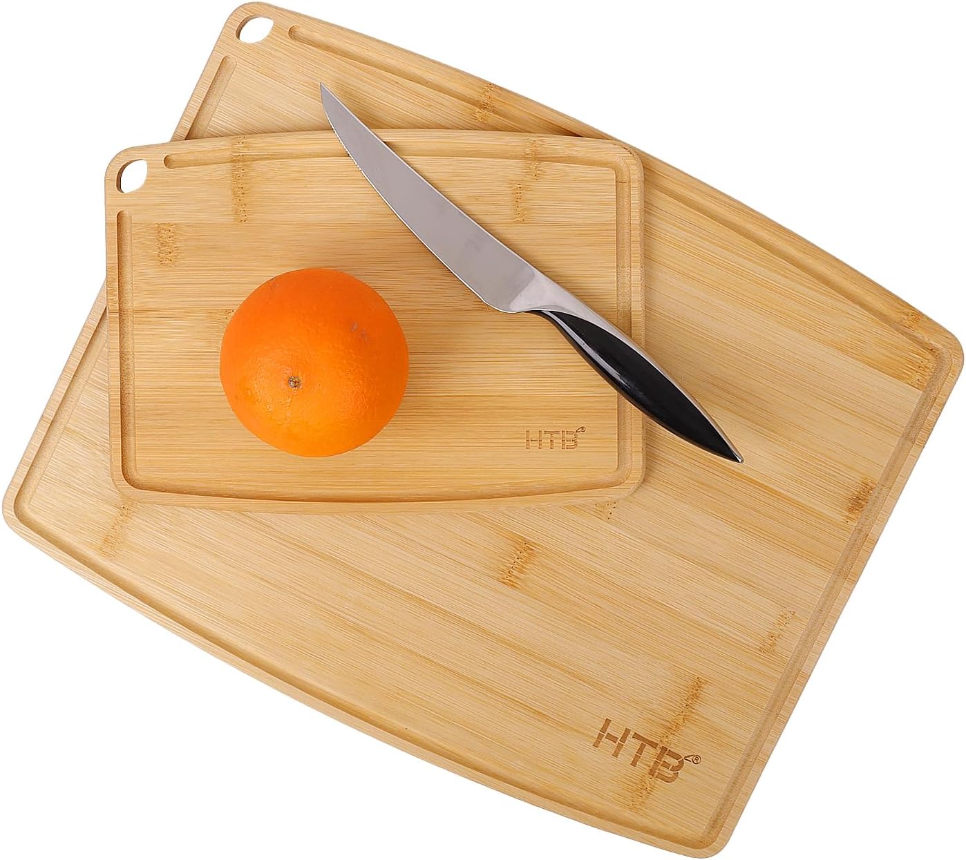 Ashenby Bamboo Cutting Board for Kitchen Wooden Chopping Board, S+M 1+1PCS, 1.8 pounds, 13.8"L x 11"W