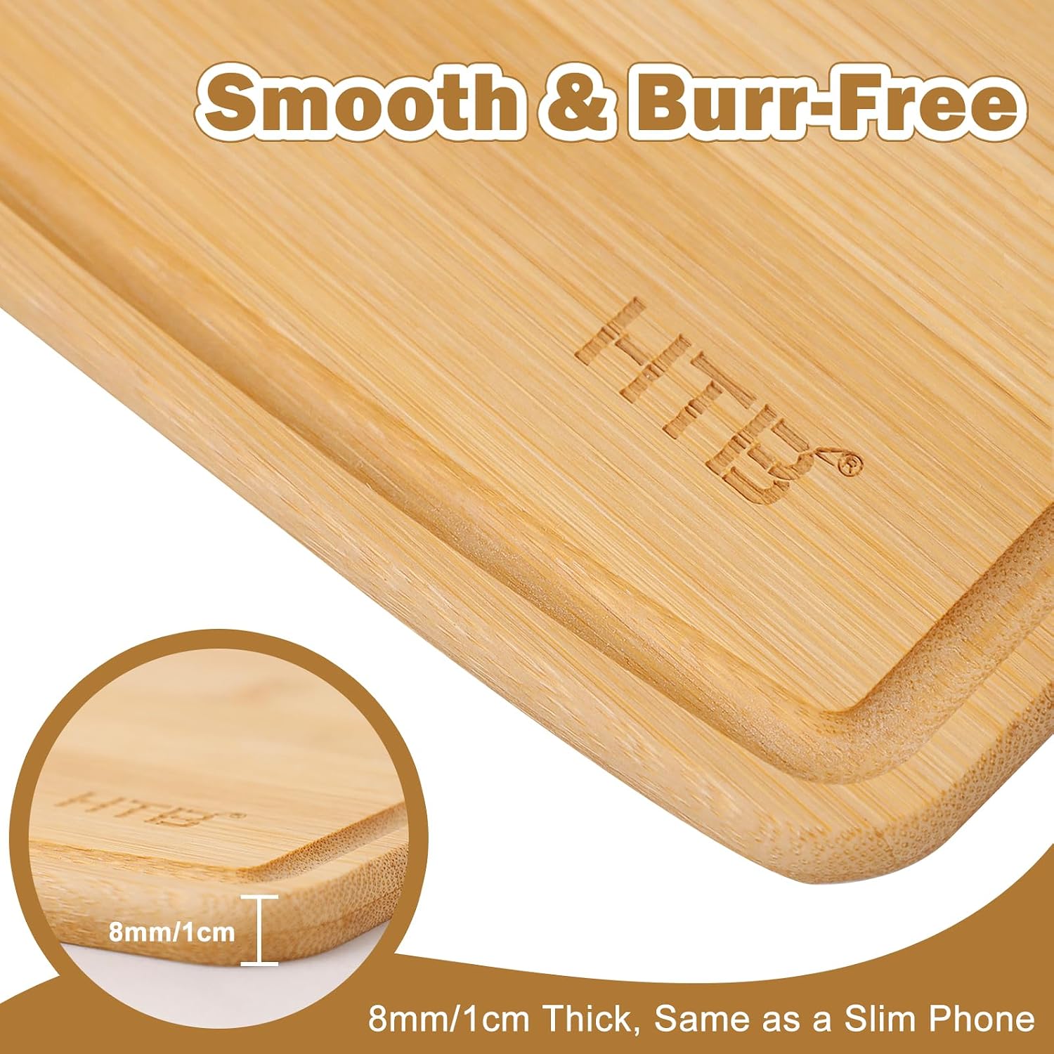Ashenby Bamboo Cutting Board for Kitchen Wooden Chopping Board, S+M 1+1PCS, 1.8 pounds, 13.8"L x 11"W
