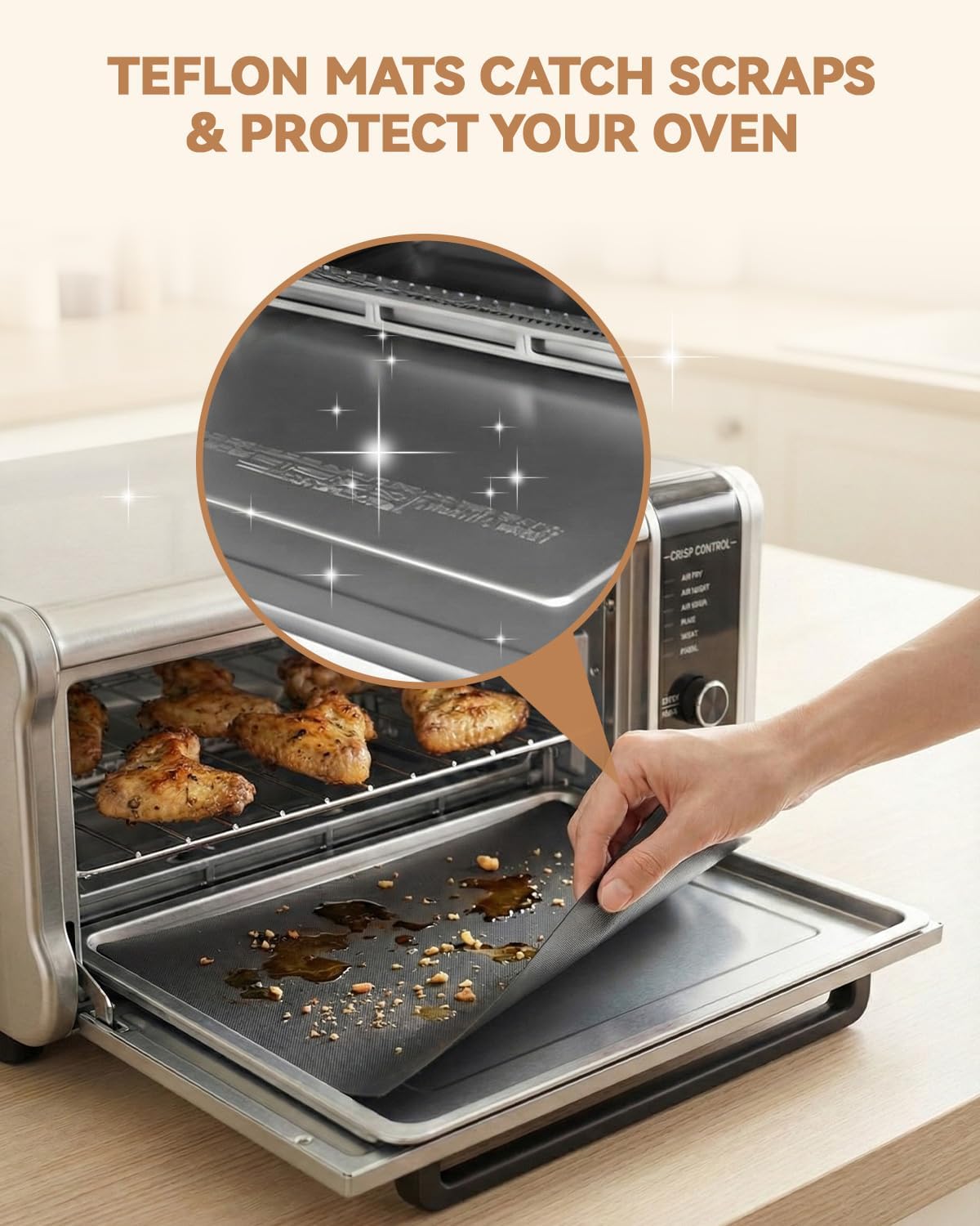 Ashenby 140PCS Air Fryer Liners for Ninja Flip Toaster Oven & Air Fryer SP151, 8 ounces, Parchment Paper and Teflon Mats