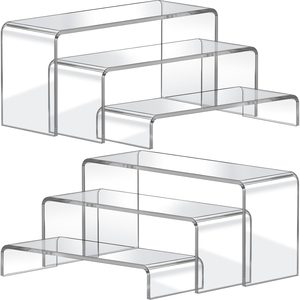Ashenby Acrylic Display Risers, 2 Set Display Shelf, 0.72 kg, Clear, 6 Count