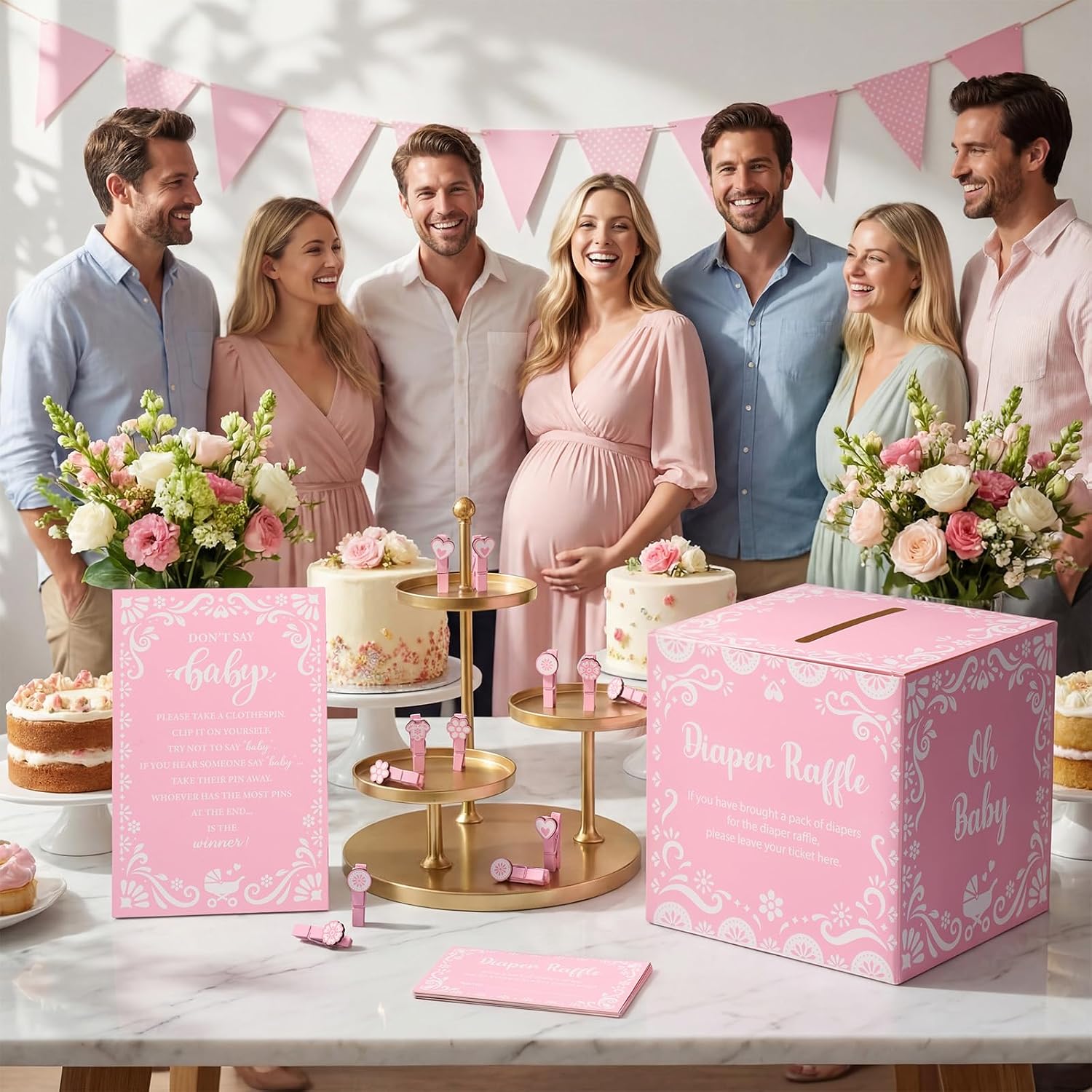 NestoraHome Brown 102 Pcs Cielito Lindo Baby Shower Game for Gender Reveal Party, Pink, 15.2 ounces